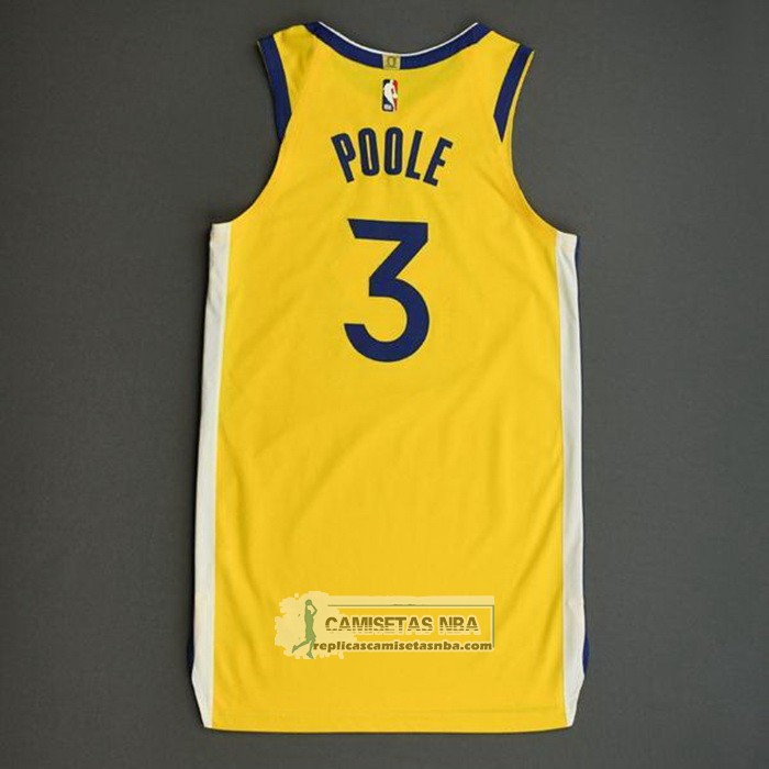 Camiseta Golden State Warriors Jordan Poole NO 3 Statement Autentico 2022 Oro